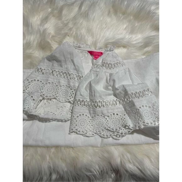 Lilly Pulitzer Embroidered candee top resort white lace tassel  boho top S - Picture 4 of 9